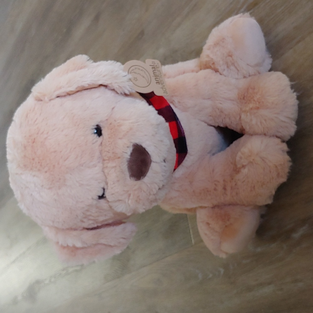 NWT Animal Adventures Puppy Dog Plush w/Red Plaid Bandana Collar